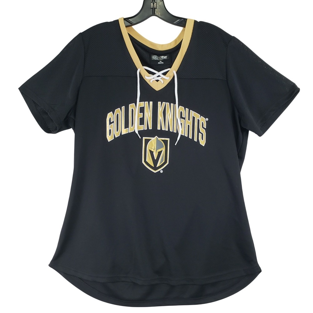 Las Vegas Golden Knights G-III 4Her Shirt Women XL Black NHL Hockey Lace Up